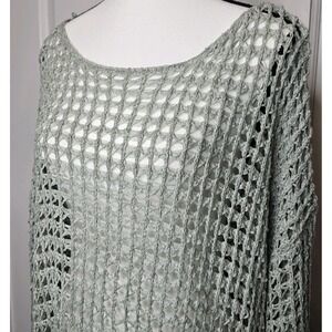 NWT Miracle Women's Open Knit Crochet Top Longsleeve Drop Shoulder Size Large